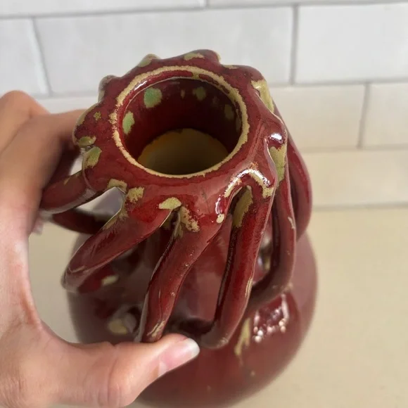 NEIMAN MARCUS GLOBAL VIEWS ART DECORATIVE VINTAGE RED GLAZED MCM ABSTRACT - Picture 6 of 6